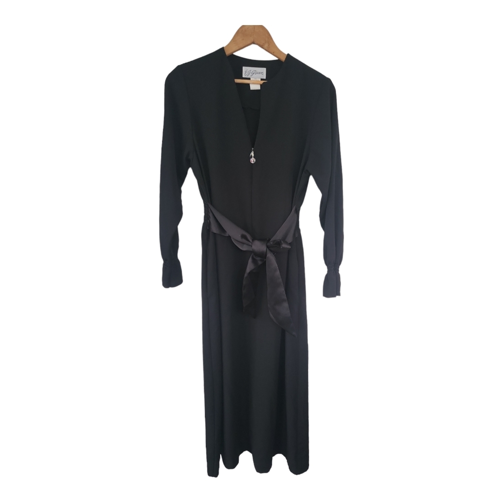 Vintage EJ Gwen Black Maxi Evening Gown XS